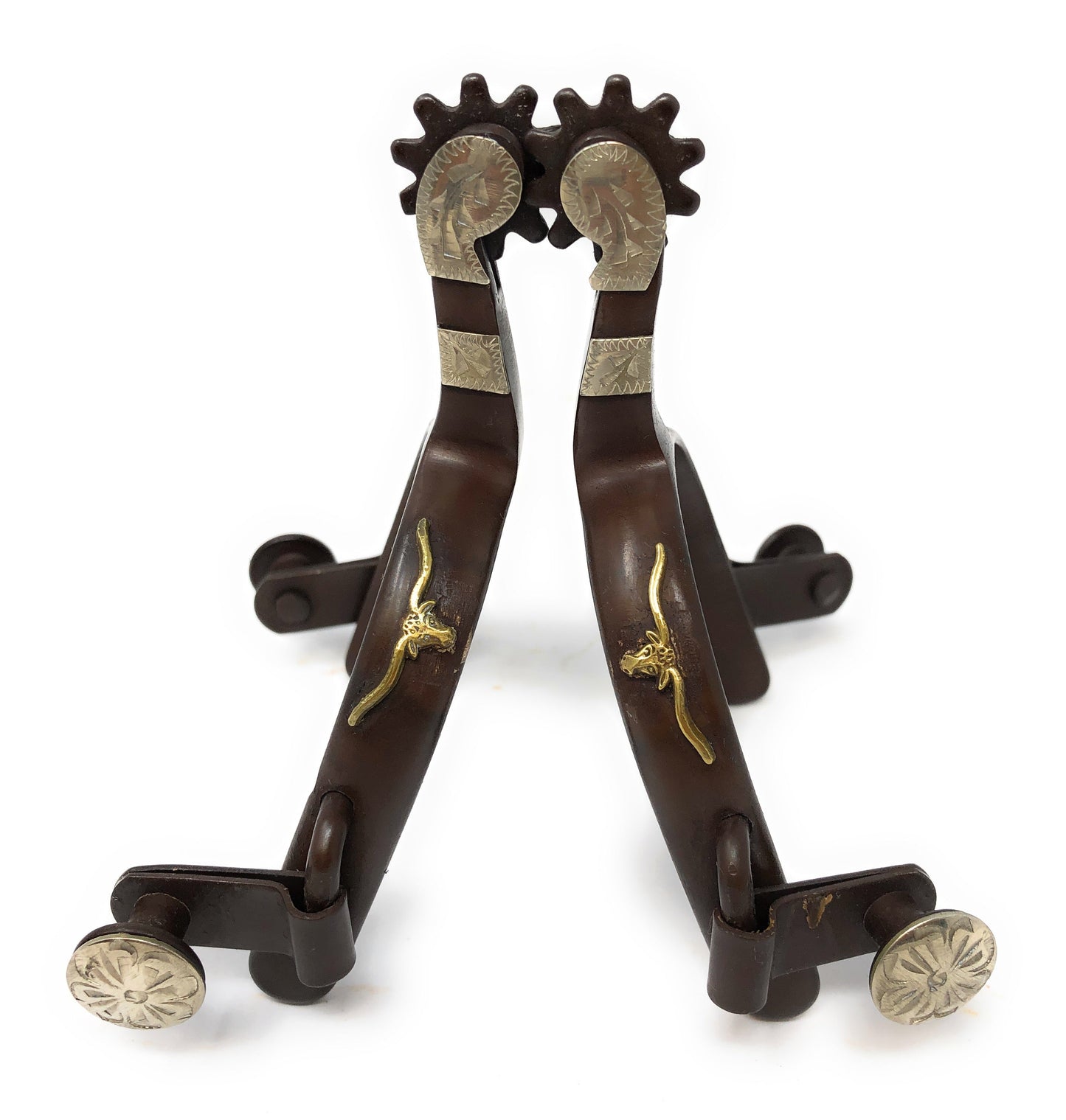 AJ Tack Youth Antique Brown Longhorn Spurs