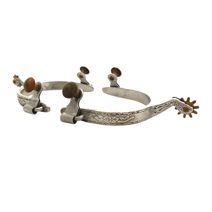 AJ Tack Youth Stainless Steel Flower Engraved Spurs