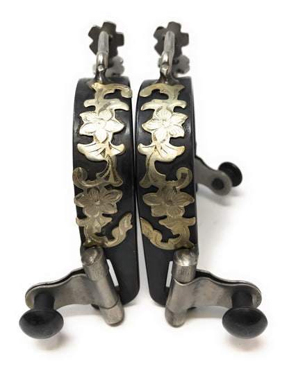 AJ Tack Ladies Antique Brown Flower Engraved Bumper Spurs with Rowels