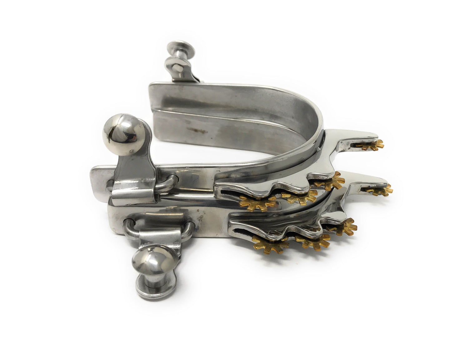 AJ Tack Ladies Stainless Steel Horizontal Rowels Bumper Spurs