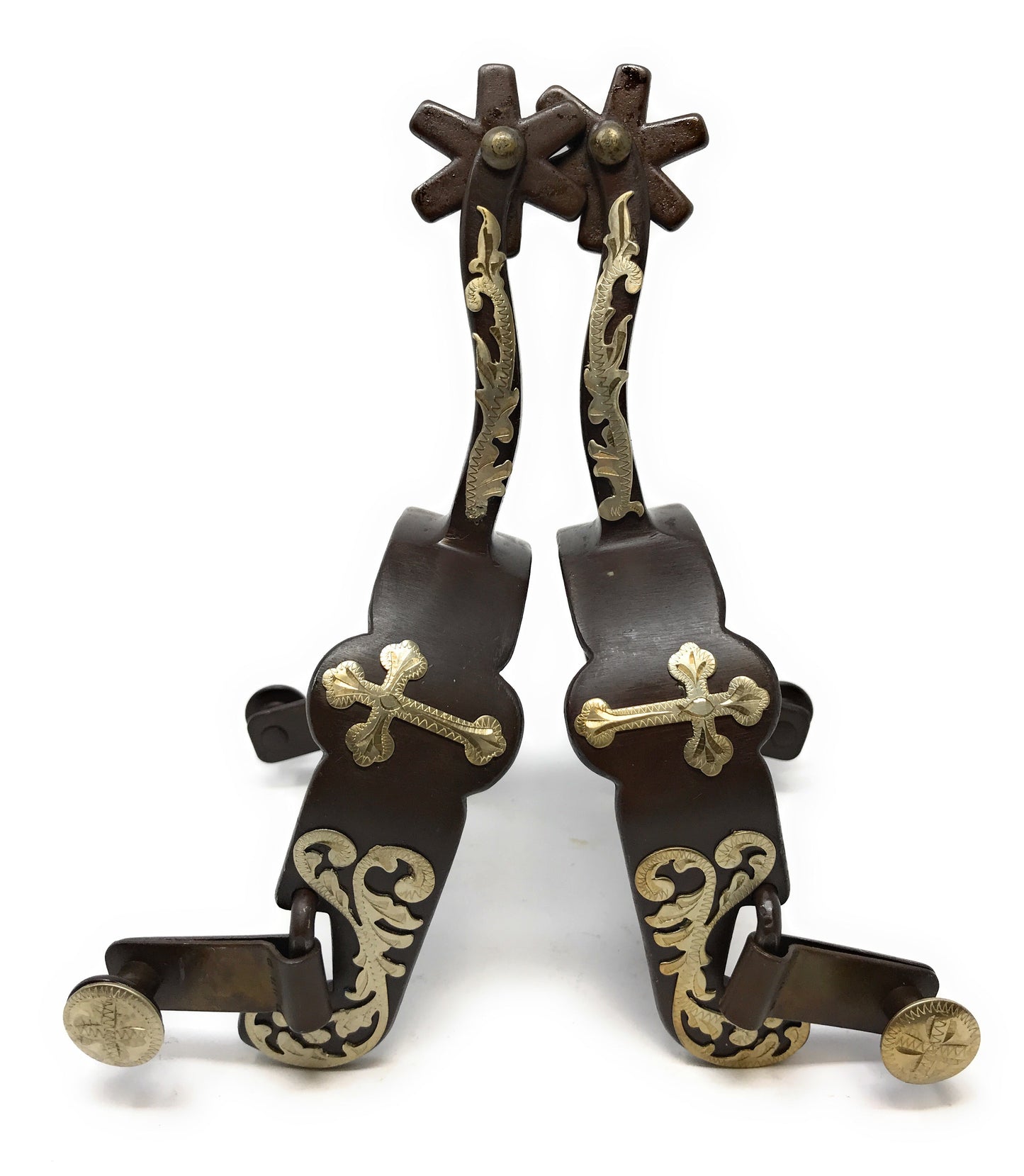 AJ Tack Men's Antique Brown Cross Offset Spurs