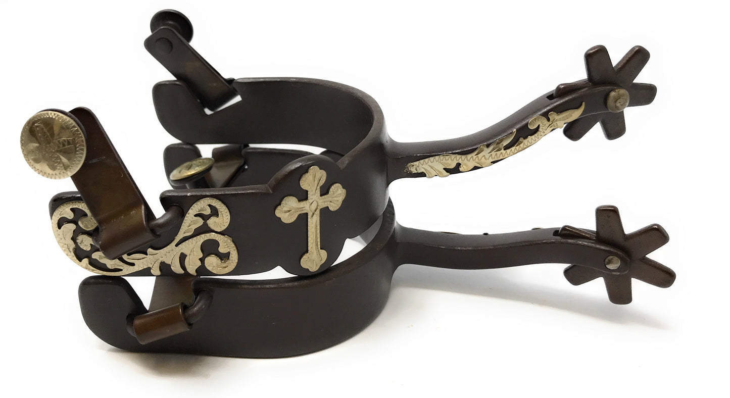 AJ Tack Ladies Antique Brown Cross Offset Spurs