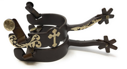 AJ Tack Ladies Antique Brown Cross Offset Spurs