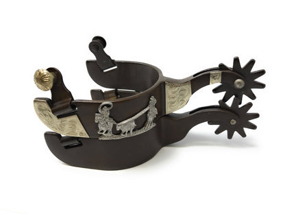 AJ Tack Men's Antique Brown Team Roping Spurs