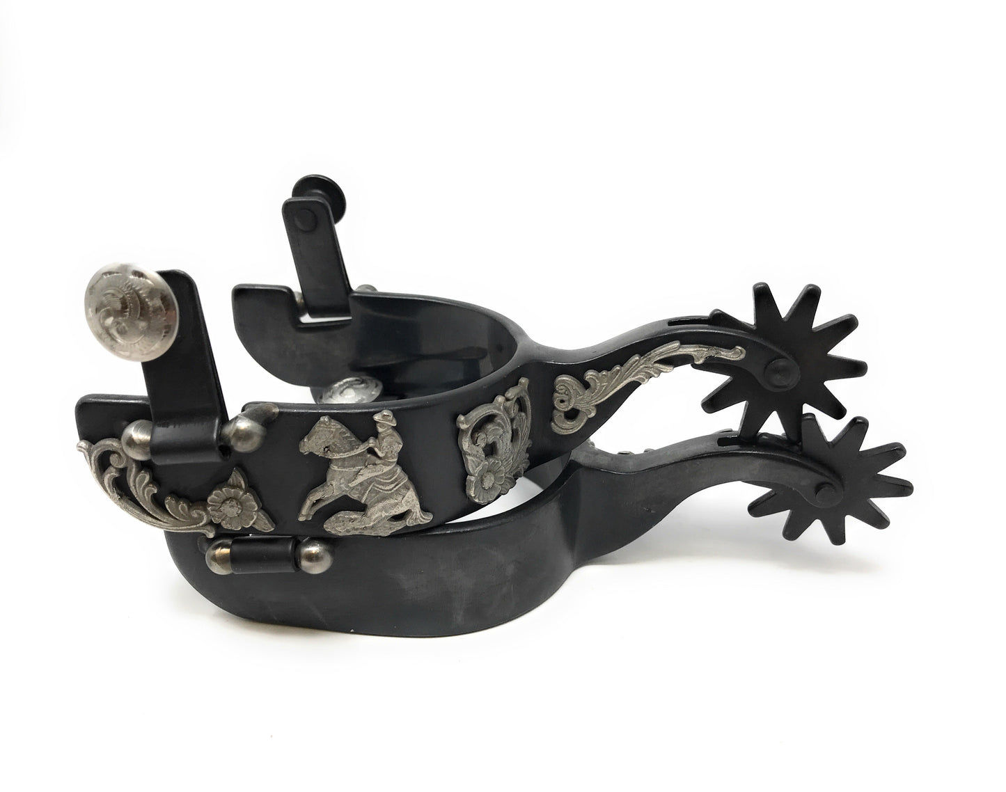 AJ Tack Men's Black Steel Reining Horse Spurs