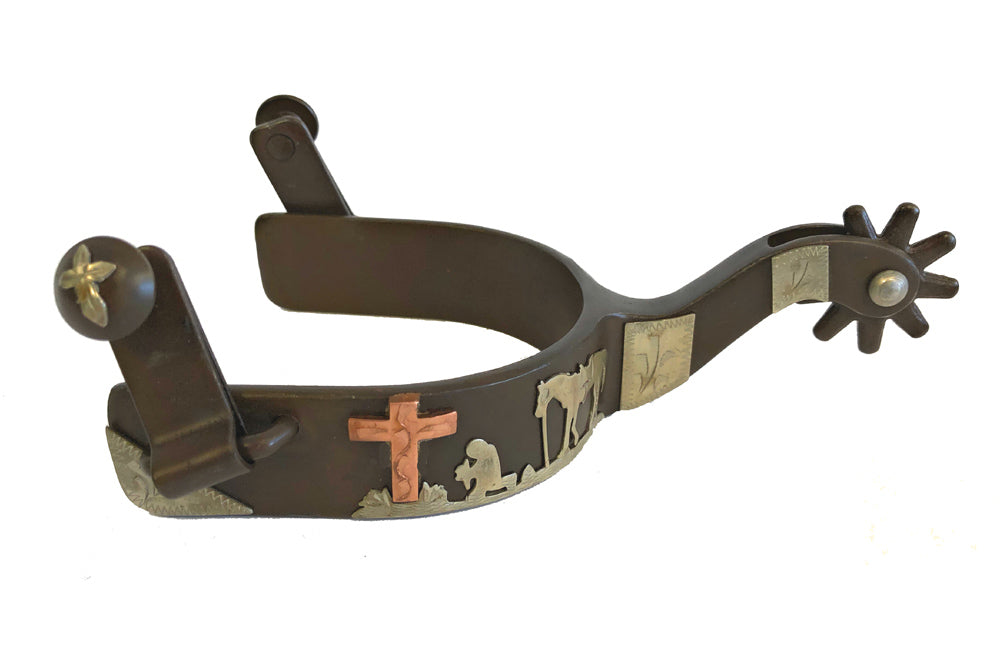 AJ Tack Men's Praying Cowboy Spurs with Copper Cross
