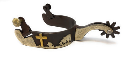 AJ Tack Praying Cowboy Antique Brown Spur Package