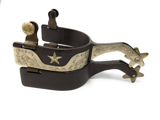 AJ Tack Men's Antique Brown Star and Dots Spurs