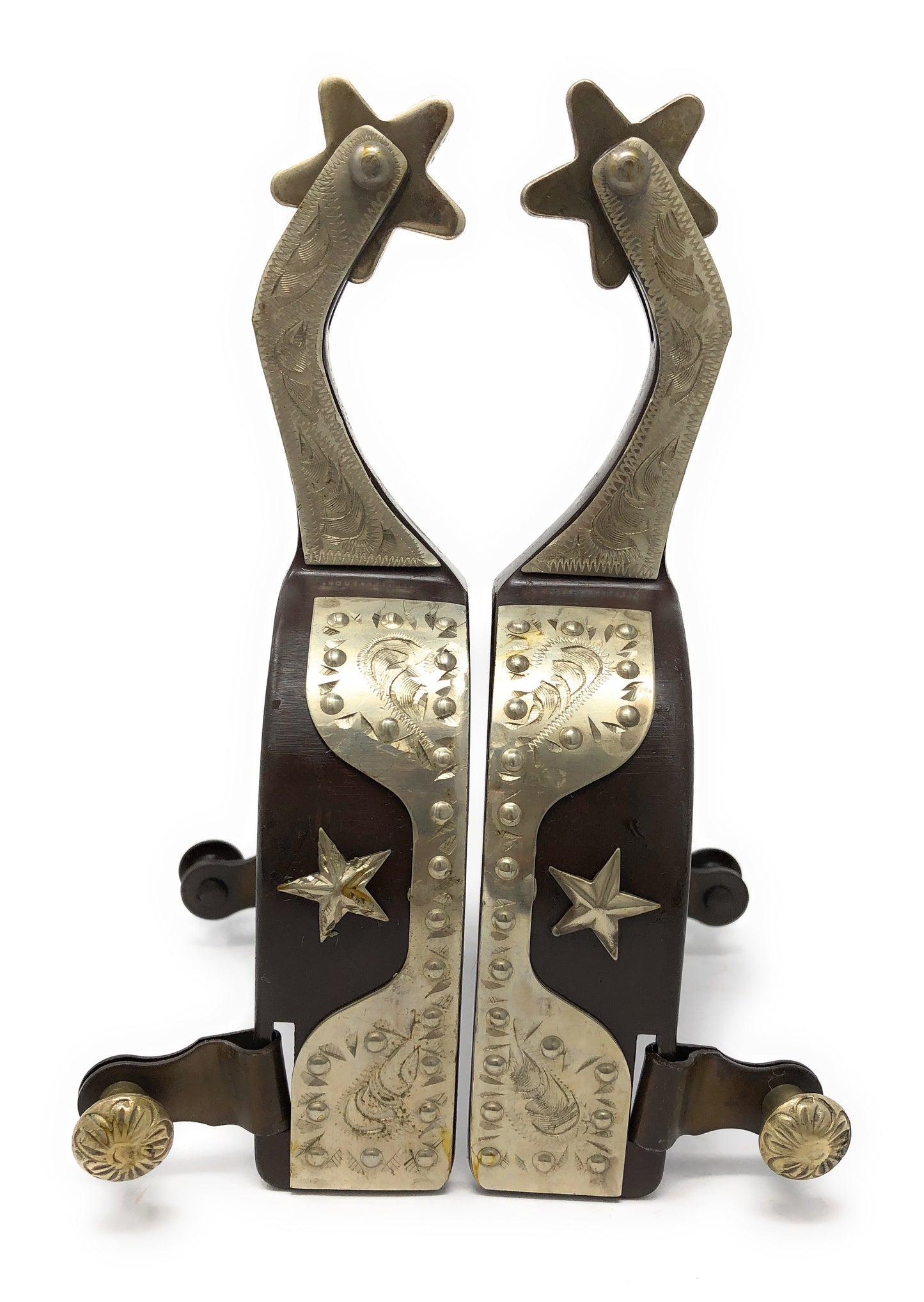 AJ Tack Men's Antique Brown Star and Dots Spurs