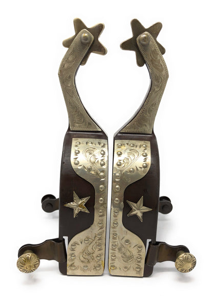 AJ Tack Men's Antique Brown Star and Dots Spurs