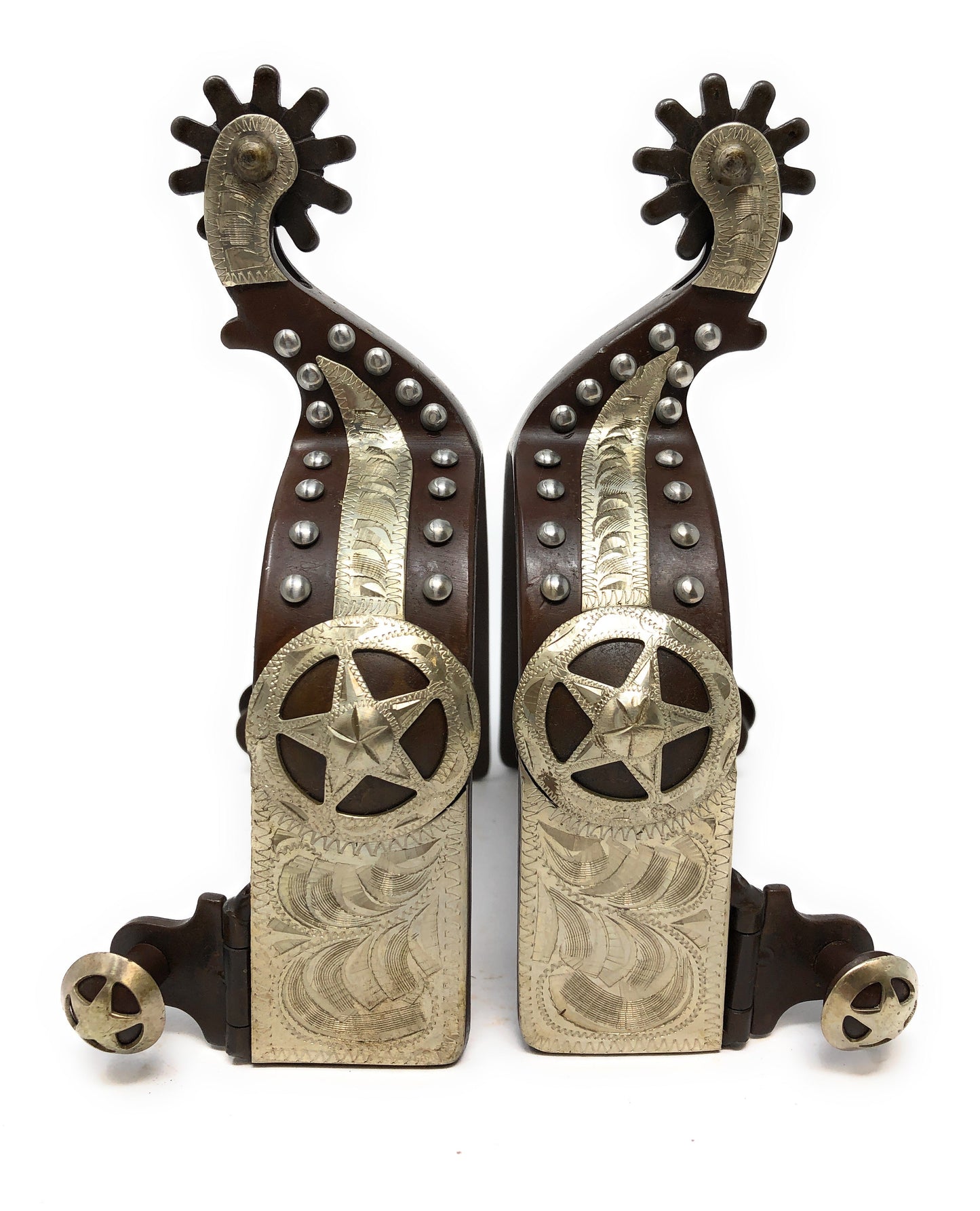AJ Tack Men's Antique Brown Texas Star Show Spurs