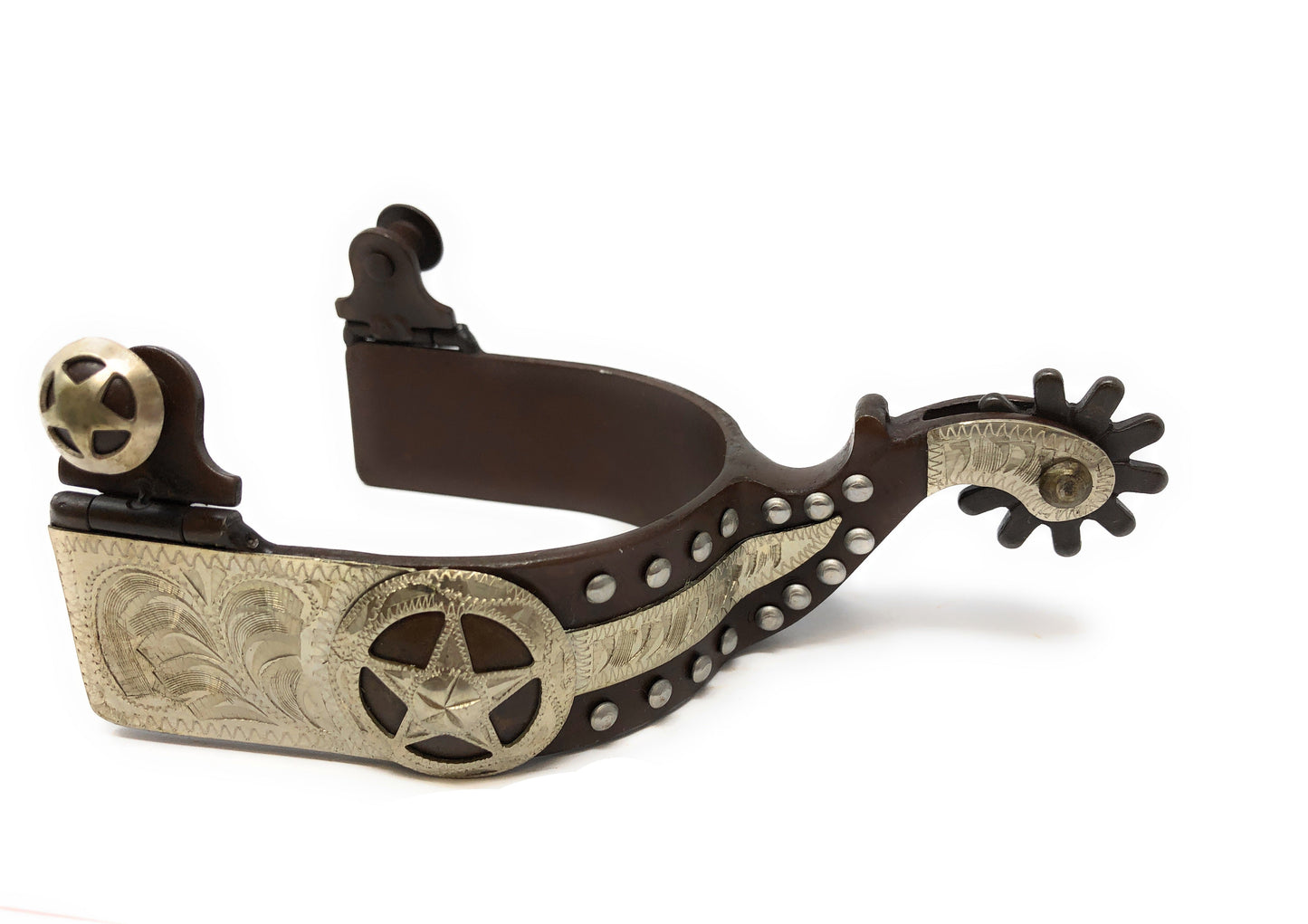 AJ Tack Men's Antique Brown Texas Star Show Spurs