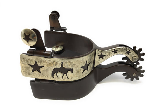 AJ Tack Men's Antique Brown Pleasure Horse and Stars Spurs