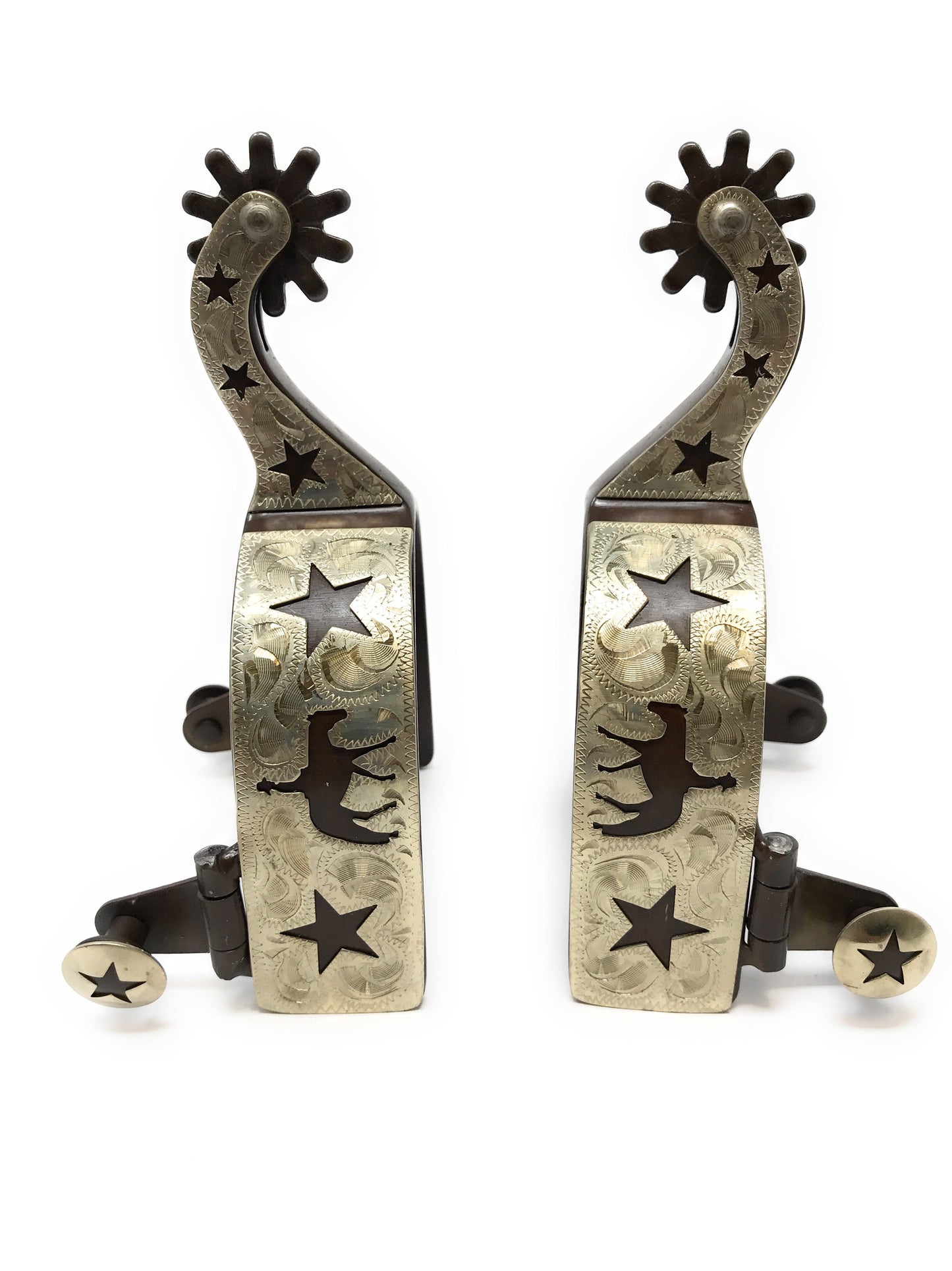 AJ Tack Men's Antique Brown Pleasure Horse and Stars Spurs