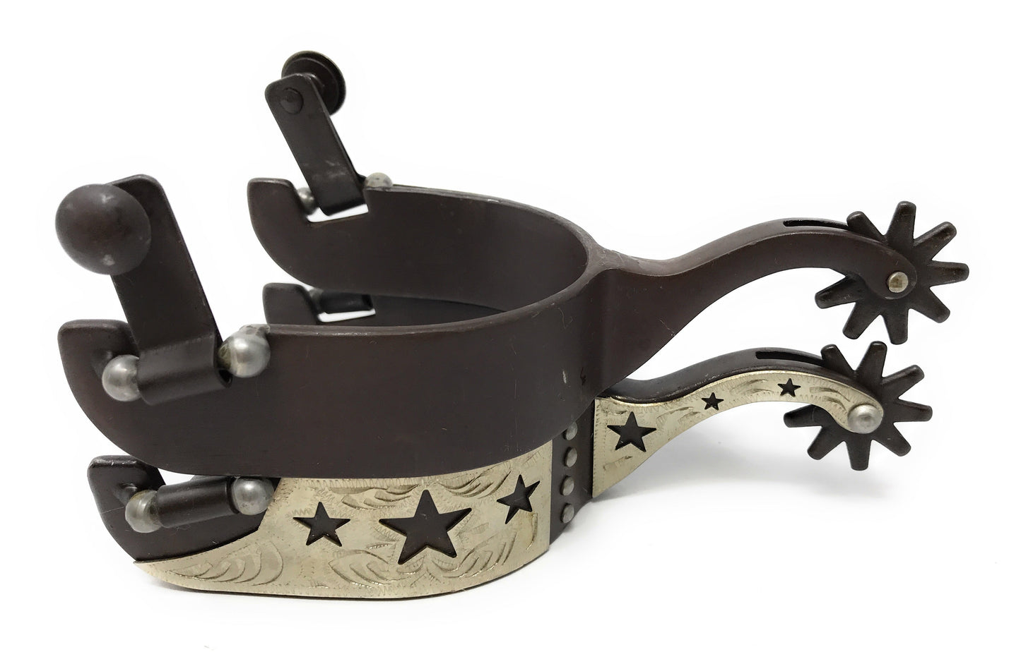 AJ Tack Ladies Antique Brown Stars Cutout Spurs