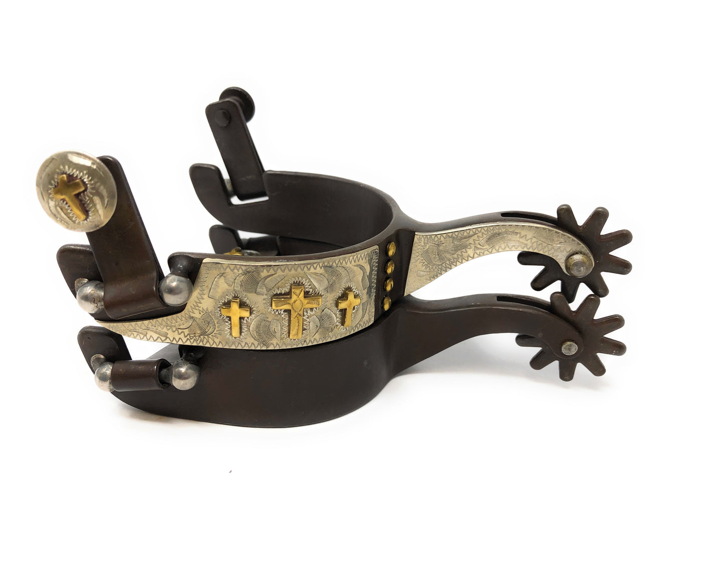 AJ Tack Triple Cross Antique Brown Spur