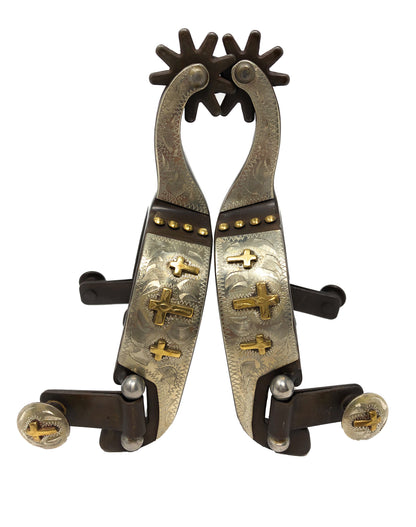 AJ Tack Youth Antique Brown Three Cross Spurs