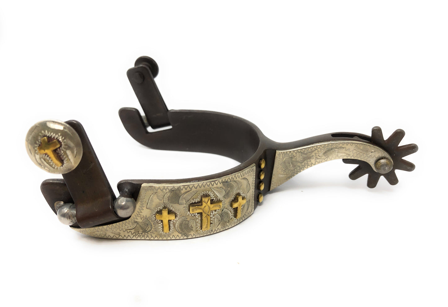 AJ Tack Youth Antique Brown Three Cross Spurs