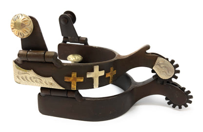 AJ Tack Youth Antique Brown Three Cross Western Spurs