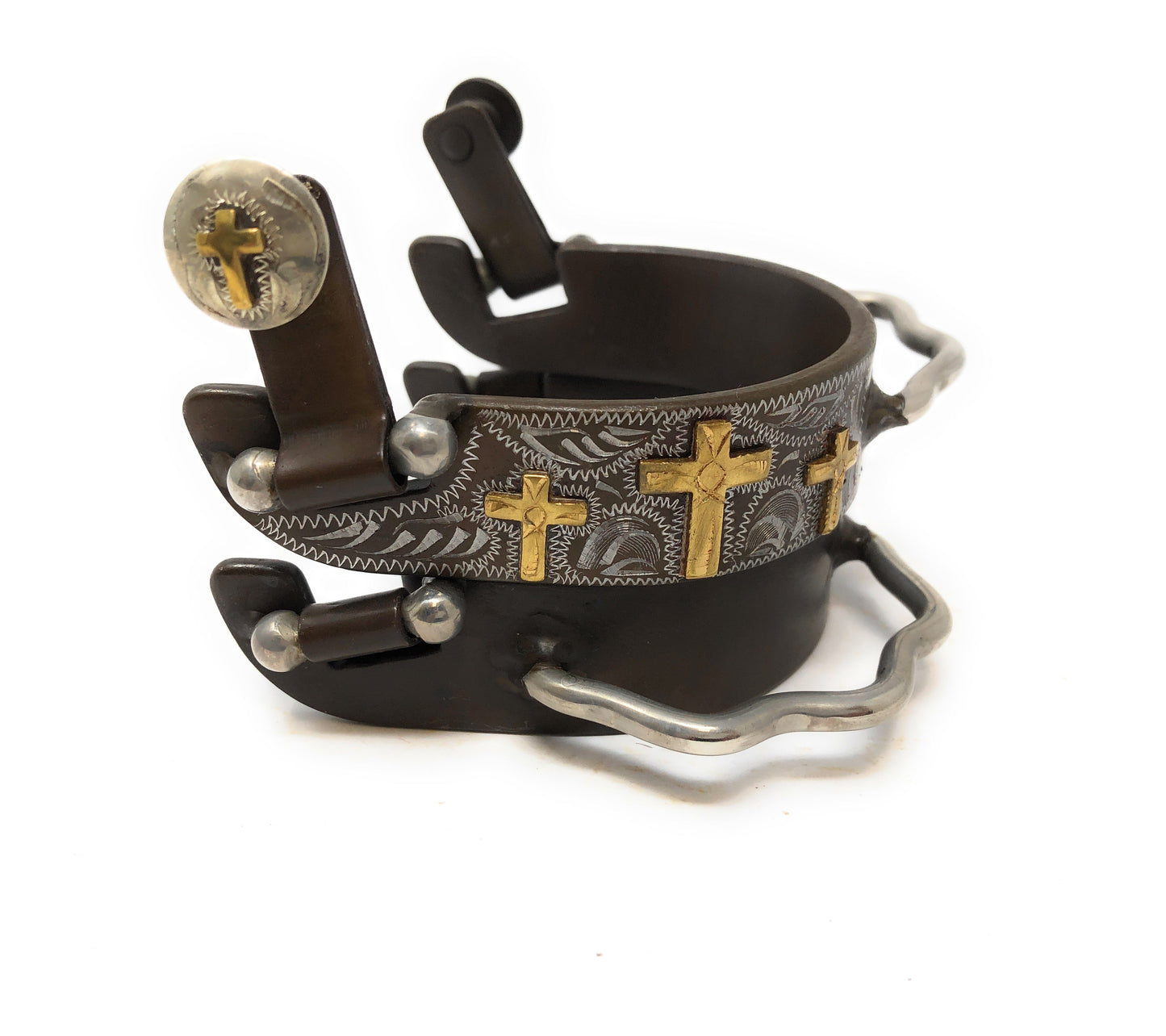 AJ Tack Ladies Antique Brown Three Cross Bumper Spurs