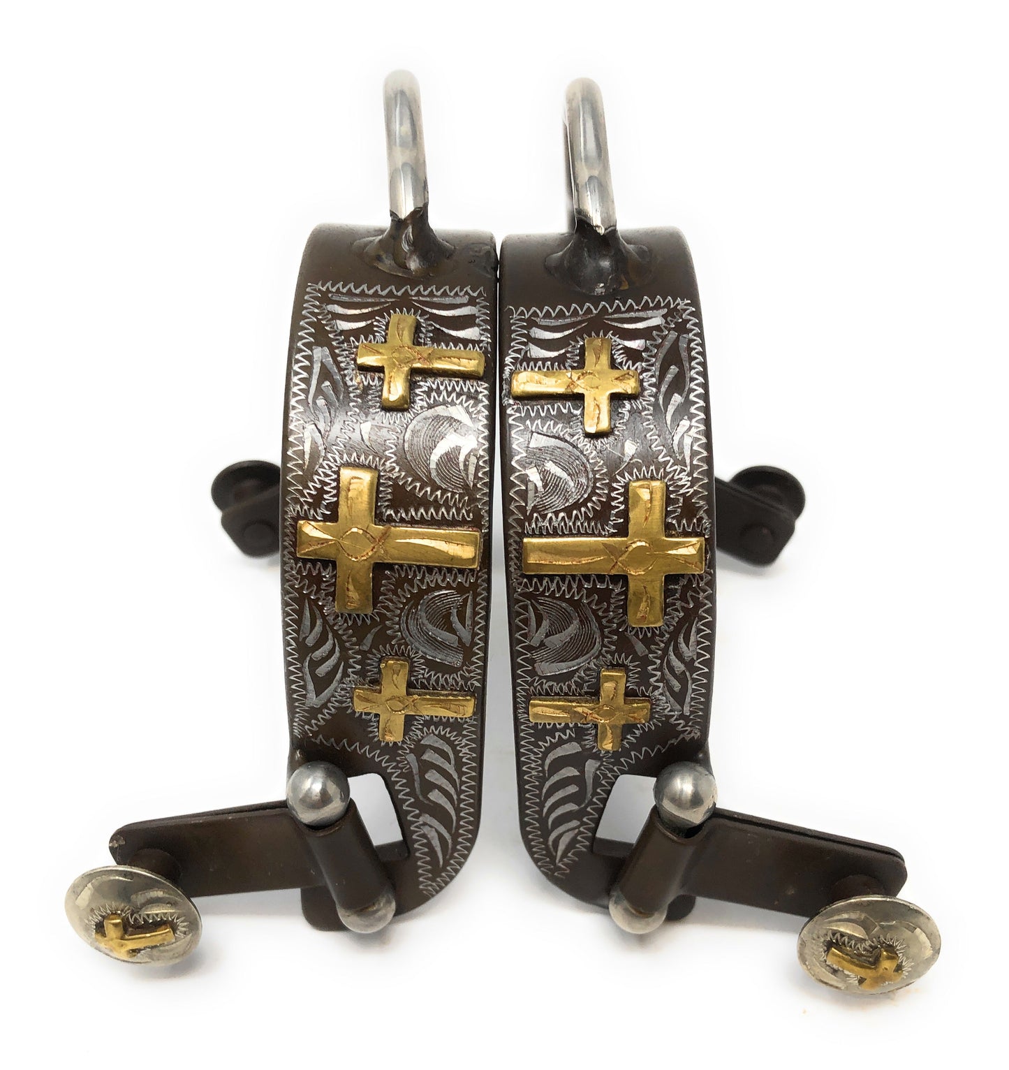 AJ Tack Ladies Antique Brown Three Cross Bumper Spurs