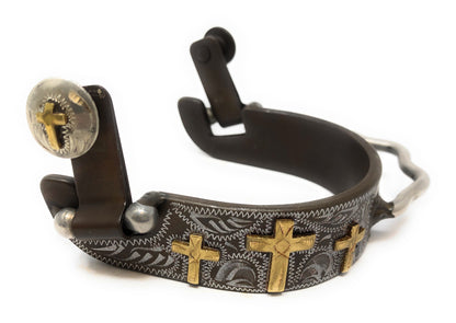 AJ Tack Ladies Antique Brown Three Cross Bumper Spurs