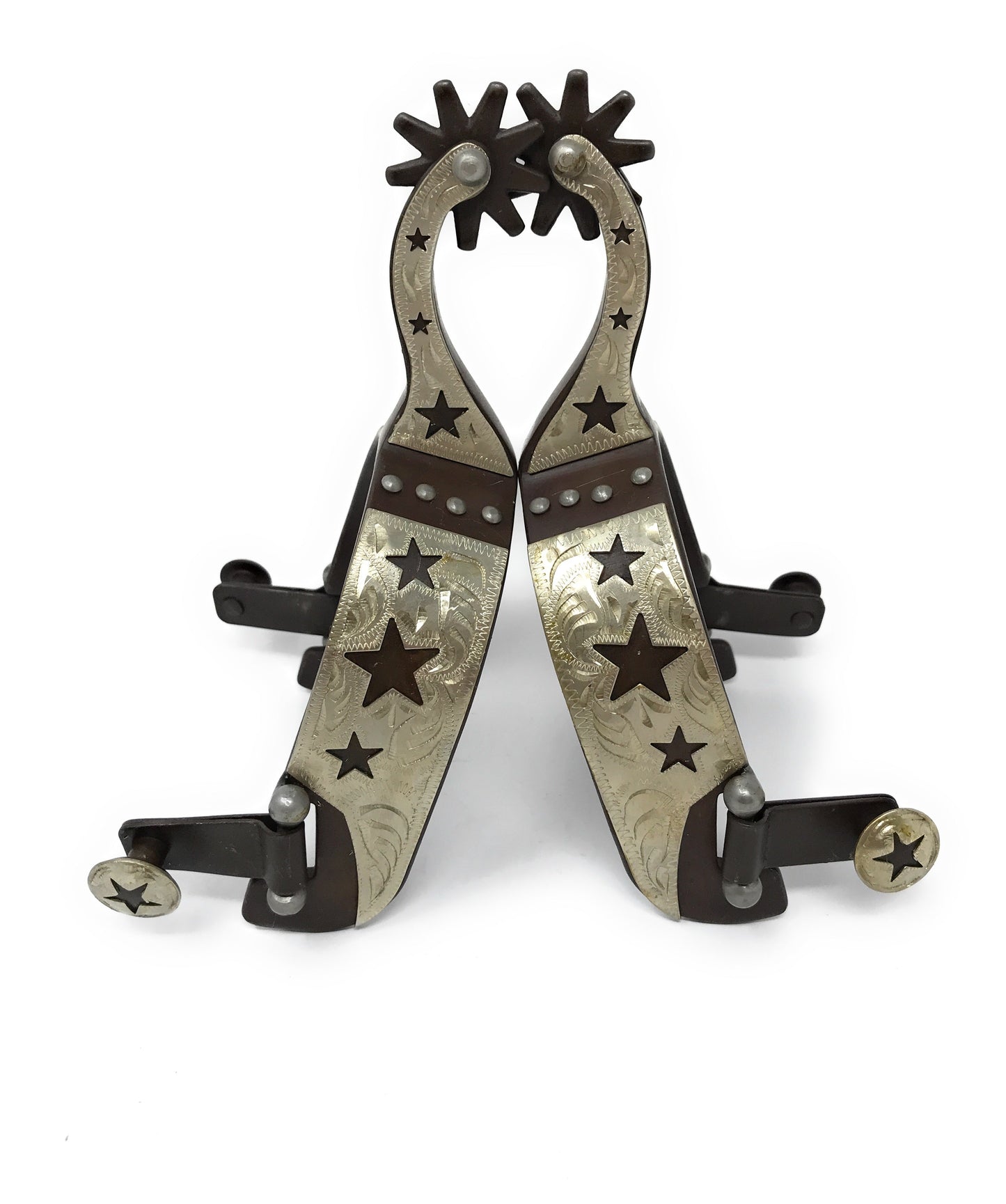 AJ Tack Men's Cutout Stars Antique Brown Spurs
