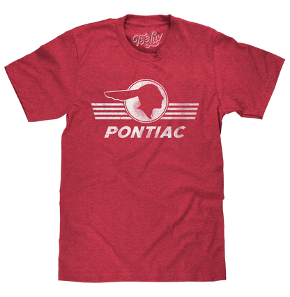 Pontiac Distressed Headdress Logo T-Shirt - Red