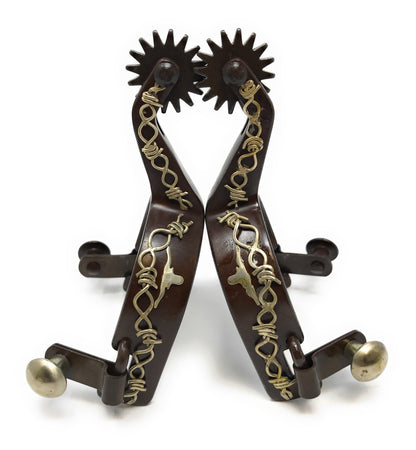 AJ Tack Youth Antique Brown Longhorn and Barbwire Spurs