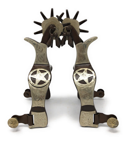 AJ Tack Men's Antique Brown Texas Star Spurs
