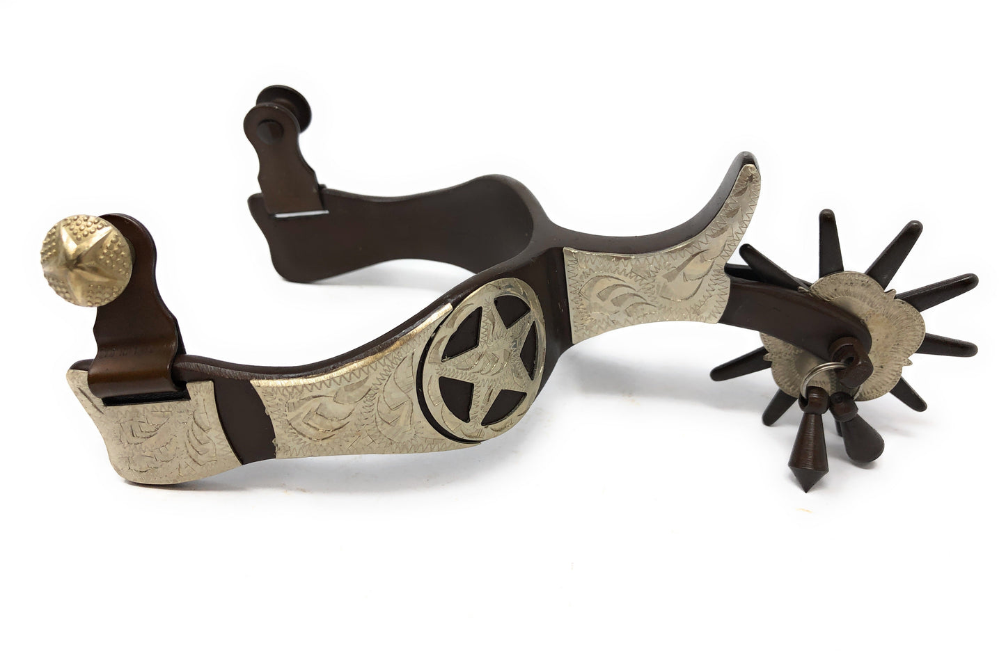 AJ Tack Men's Antique Brown Texas Star Spurs