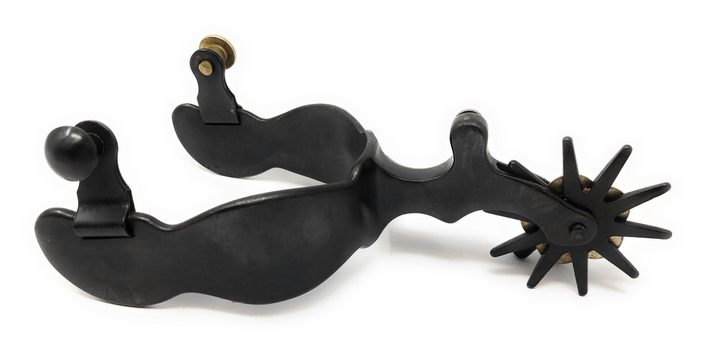 AJ Tack Men's Black Engraved Texas State Seal Spurs