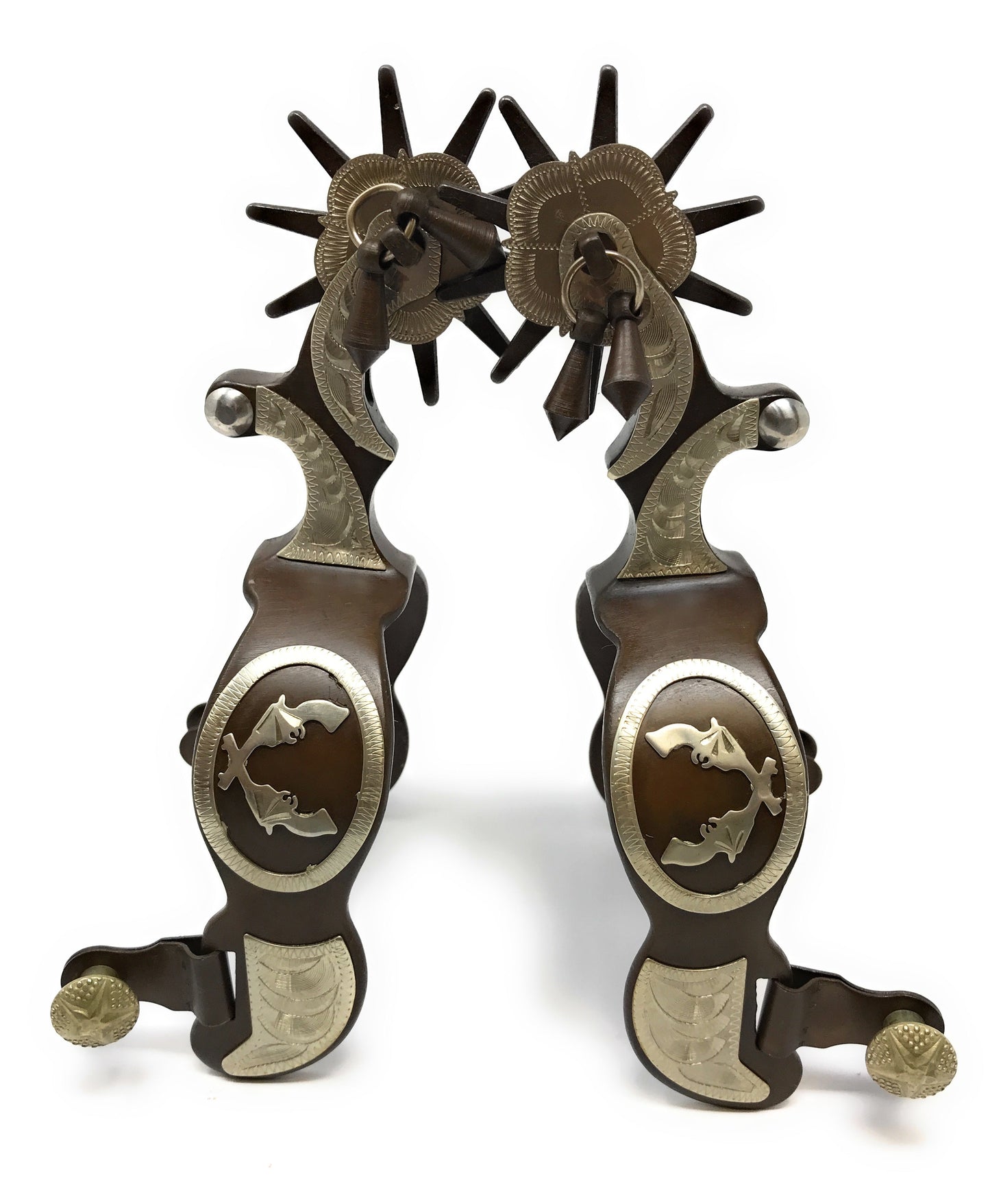 AJ Tack Men's Antique Brown Crossed Pistols Spurs