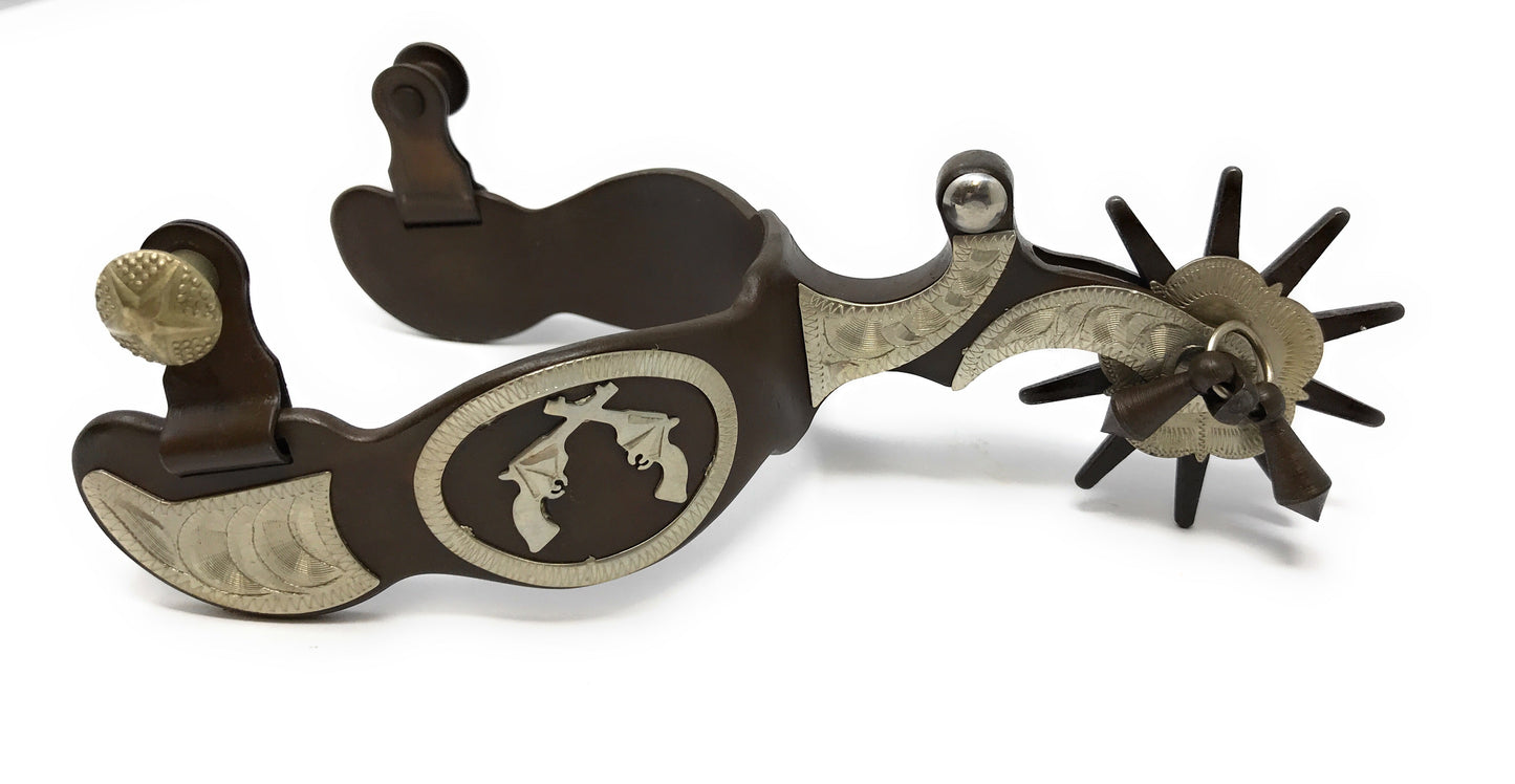 AJ Tack Men's Antique Brown Crossed Pistols Spurs