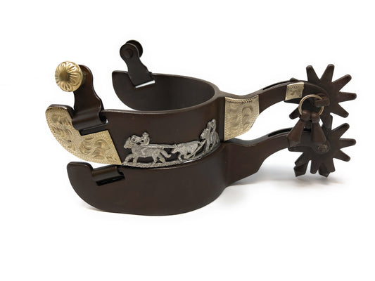 AJ Tack Men's Antique Brown Team Roping Spurs