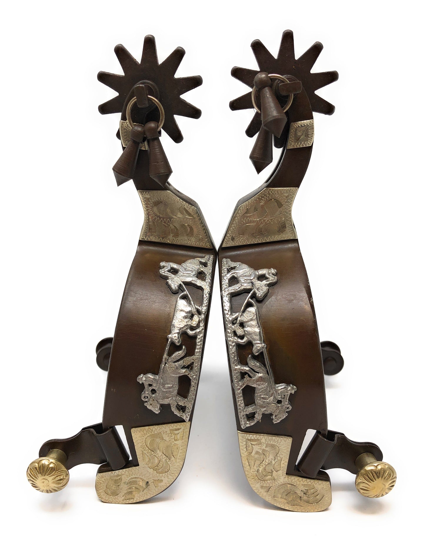 AJ Tack Men's Antique Brown Team Roping Spurs