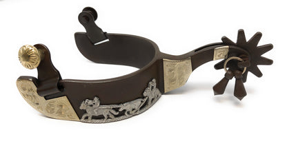 AJ Tack Men's Antique Brown Team Roping Spurs