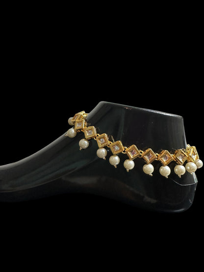 Kundan and pearl anklets ( READY TO SHIP )
