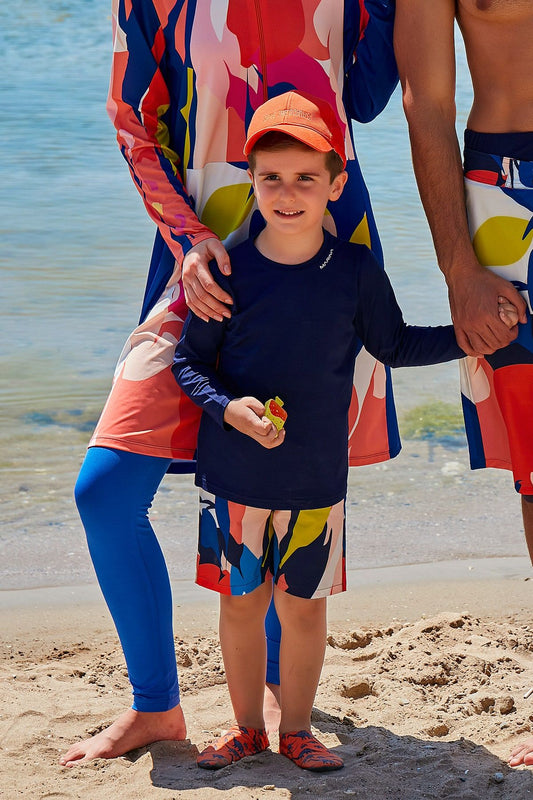 Lycra Navy Boys Swim Shirts T2344