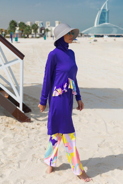 Lycra Purple Burkini Modest Swimwear M2321