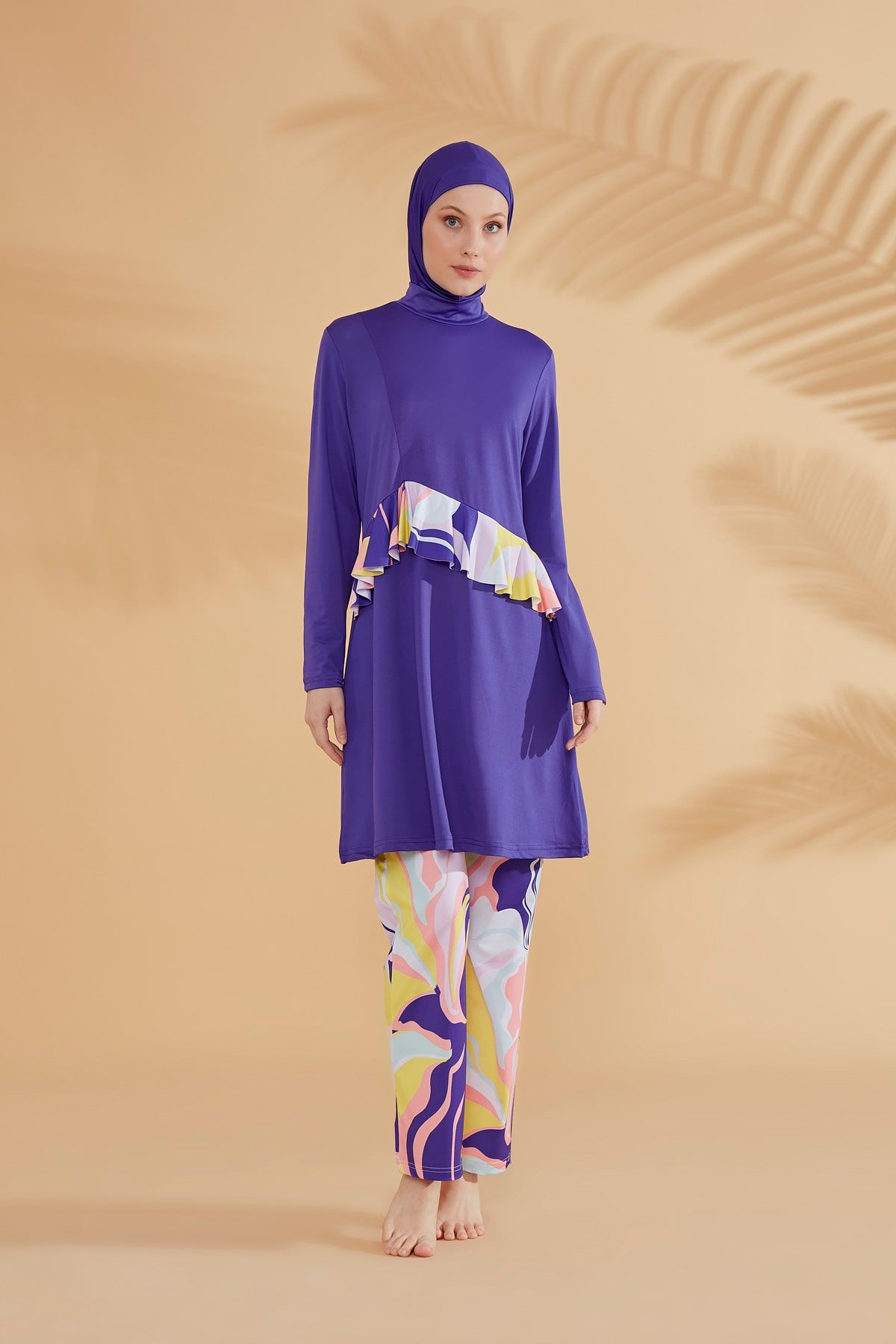 Lycra Purple Burkini Modest Swimwear M2321