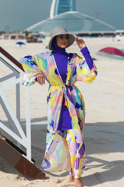 Lycra Purple Burkini Modest Swimwear M2321