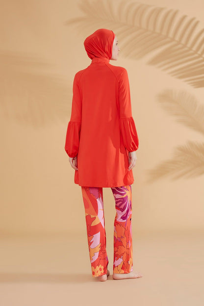 Lycra Orange Burkini Modest Swimwear M2317