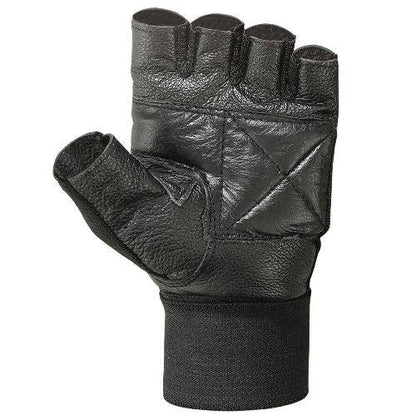 MRX Weight Lifting Gloves With Long Wrist Strap Genuine Leather Black All Sizes - Triathlete Store