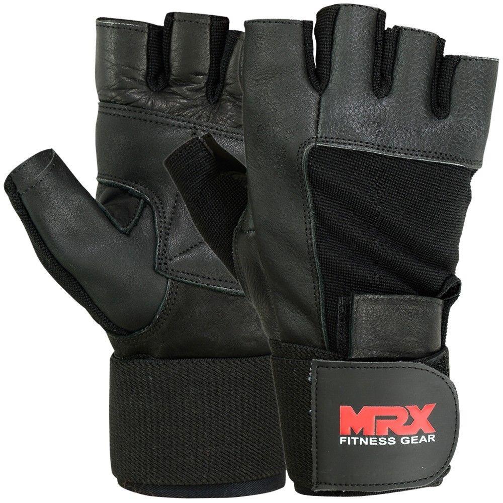 MRX Weight Lifting Gloves Leather Workout Glove With Long Wrist Strap - Triathlete Store
