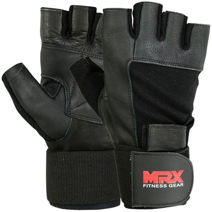 MRX Weight Lifting Gloves Leather Workout Glove With Long Wrist Strap - Triathlete Store