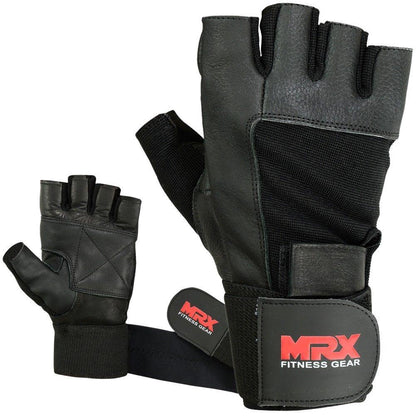 MRX Weight Lifting Gloves Leather Workout Glove With Long Wrist Strap - Triathlete Store
