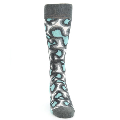 Teal Gray Heat Map Camo Men's Dress Socks