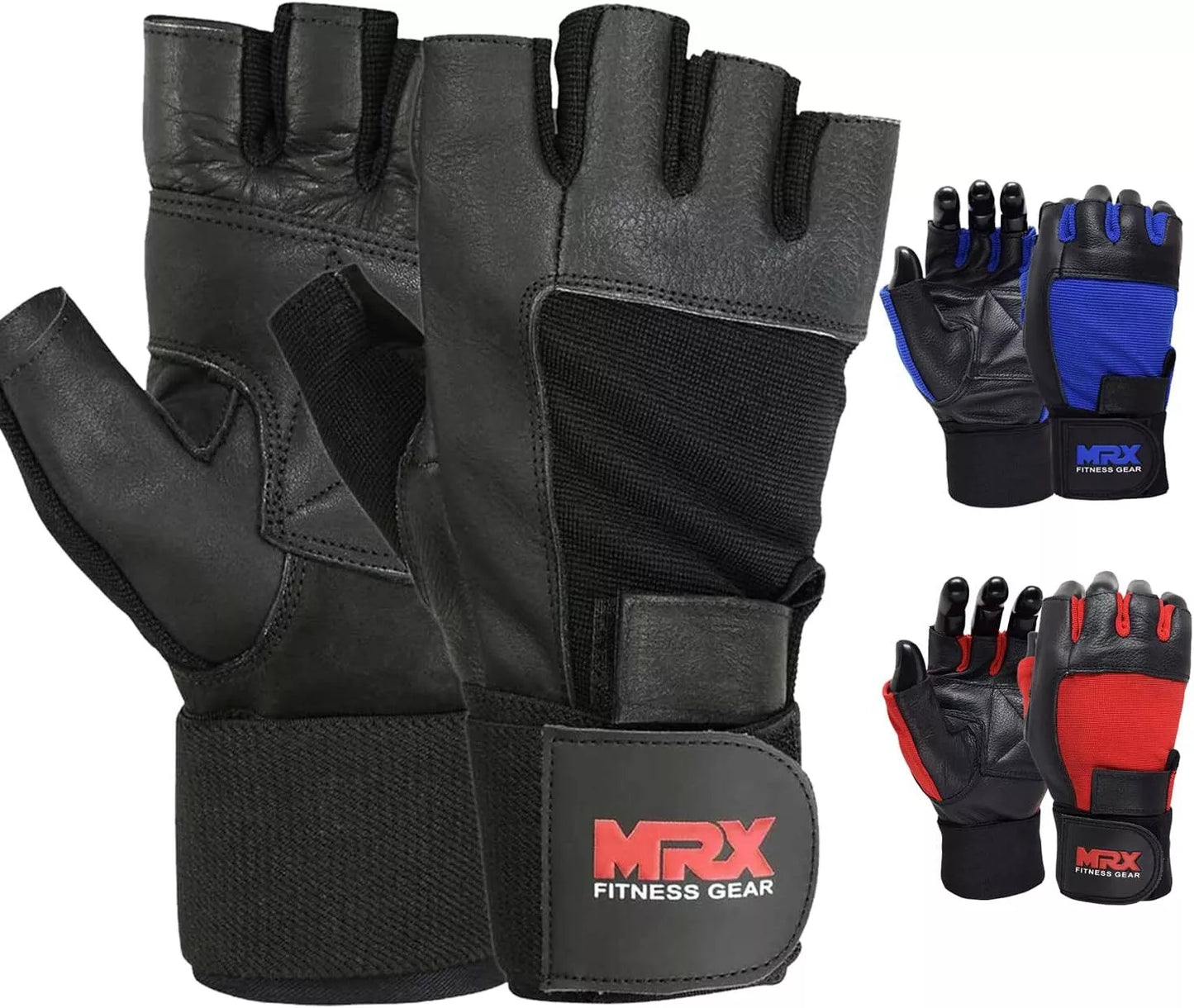 MRX Weight Lifting Gloves Leather Workout Glove With Long Wrist Strap - Triathlete Store
