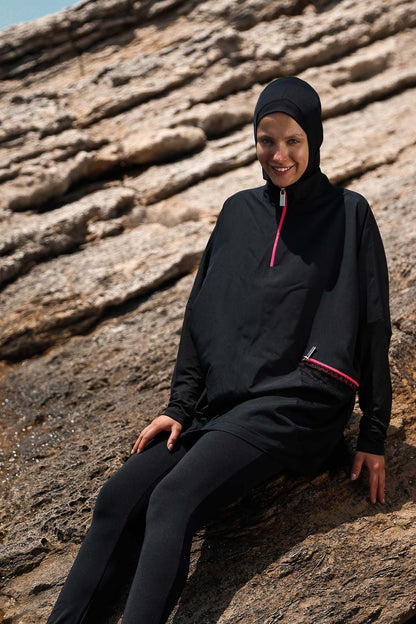 Woven Black Burkini Modest Swimwear M2275